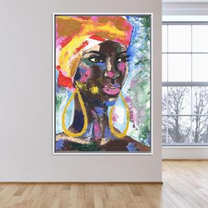 Impression sur toile d'une femme africaine audacieuse : Décoration afro vibrante, TOILE ENCADRÉE BLANCHE - Product Image 1