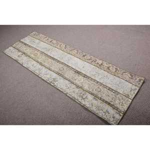 พรมขนาด 2.2x6.46 ฟุต, พรมตุรกีโบราณ, พรมขนสัตว์สีเบจ - Product Image 4