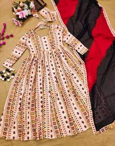 Indian Pakistani Poly REYON Embroidery Work Fancy Salwar Kameez Suit for Women Wedding Collection of Saree Long Gown Dress Saree - Product Image 5