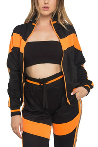 Survêtement décontracté pour femmes, tailles XL et plus, en molleton 100% coton écologique, respirant, coupe-vent, avec fermeture éclair sur le devant, style automne - Product Image 2
