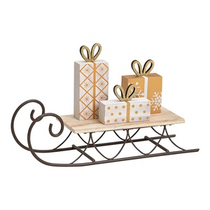 Traîneau décoratif en bois de décoration de Noël de conception vintage avec la couleur et les tailles adaptées aux besoins du client avec des tailles 6.5x8.5 pouces - Product Image 3