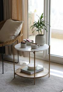 Premium Simple Antique Table d'appoint Table basse chambre Mini café balcon salon Table ronde - Product Image 2