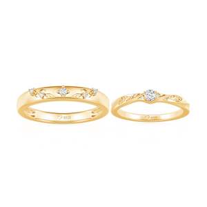 แหวนคู่รักลายเถาวัลย์ชุบทอง 18K แหวนแต่งงานแบบฝังอินเลย์สุดอินเทรนด์ - Product Image 3