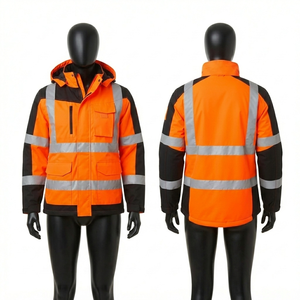 Veste de travail pour femmes, tissu Oxford en polyester 300 GSM, orange et noir, veste de sécurité avec logo personnalisé, vêtements réfléchissants - Product Image 1