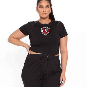 2025 été écologique femmes recadrée T-Shirt Sexy à manches courtes haut court pour les sports de gymnastique fabriqué au Pakistan - Product Image 6