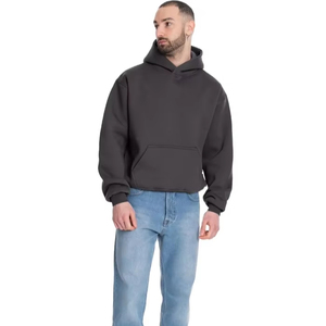 Sudadera con capucha personalizada de poliéster/algodón para hombre, sudadera de invierno antibacteriana transpirable con logotipo frontal, tela de ajuste Regular de 410G - Product Image 1