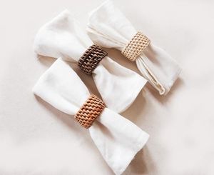 Anneaux de serviette rustiques faits à la main, style ferme, élégants porte-serviettes en rotin tissé pour la décoration de table à manger, style en osier naturel pour - Product Image 4