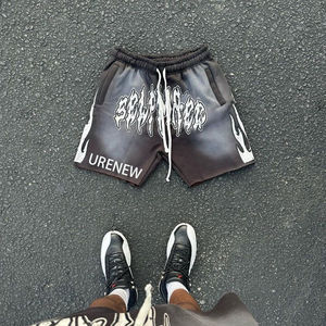 Short de jogging vintage pour homme, vêtements de sport d'été à logo imprimé personnalisé, lavage à la pierre vierge, délavé au soleil, lavage à l'acide en détresse - Product Image 2