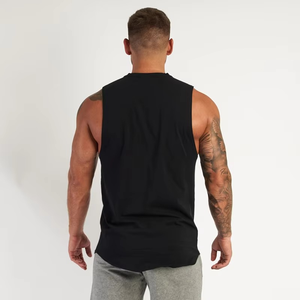 Camiseta sin mangas de gimnasio, camiseta sin mangas cortada personalizada, camiseta muscular estampada, chaleco gráfico de lavado ácido para hombre - Product Image 4