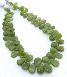 Perles de pierres précieuses en vesuvianite naturelle, forme poire, 9 pouces, lisses, polies, vertes, perles de vesuvianite en vrac pour bricolage, 7,5-12 mm - Product Image 6