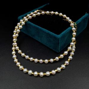 100% Natural Fine Beaded <b>Necklace</b> 4mm Smooth <b>Freshwater</b> <b>Pearl</b> Plain Vintage Islam Style White Gold Plated Silver Jewelry Gift - Product Image 3