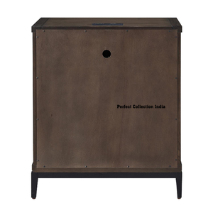 Table d'appoint moderne en noyer avec station de charge USB Table d'appoint pour salon et chambre à coucher avec tiroir de table - Product Image 5