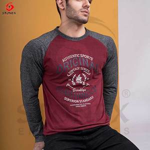 Caliente nuevo estilo de los hombres de manga larga al por mayor de los hombres baratos en blanco de manga larga raglán camiseta Venta caliente precio bajo - Product Image 6