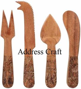 Ensemble à fromage en bois naturel de nouvelle conception, 4 fourchettes, outils de découpe du beurre, couverts en bois pour la maison, l'hôtel, le restaurant, ensemble de couverts, ensemble à fromage - Product Image 4