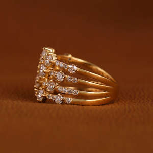 Anillo de diamante de corte redondo Vintage creado en laboratorio, anillo de compromiso de cuatro capas de oro sólido de 18 quilates, ajuste de punta, regalo lujoso clásico - Product Image 2