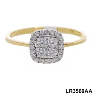 14K สีเหลืองทองโรเดียมชุบสำหรับผู้หญิงดูทันสมัยเหนือกาลเวลาแหวนประดับเพชรเม็ดรัศมีสวยงาม - Product Image 3