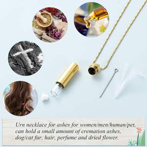 Bijoux de crémation en acier inoxydable doré de taille personnalisée collier d'urne à pendentif cylindrique Style moderne souvenir commémoratif des cendres - Product Image 3