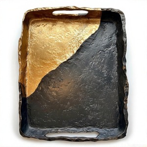 Imperial <b>Edge</b> rectangle aluminium tray with raised handles crafted in cast <b>metal</b> for upscale interior and stylish presentation - Product Image 2