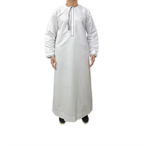 Nueva llegada musulmán hombres ropa de manga larga Thobe alta calidad suave poliéster Thobe Thawb Collar hombres Jubba Thobe manga larga - Product Image 2