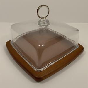 Cúpula de pastel vintage con tapa de vidrio transparente y base de madera pulida Artesanal Hecho a mano que ofrece decorativo - Product Image 3