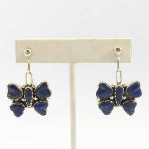 925 Sterling <b>Silver</b> French Hook Butterfly <b>Dangle</b> <b>Earrings</b> Set Lapis Natural Stone Diamond Gold Plating for Wedding Engagement - Product Image 1