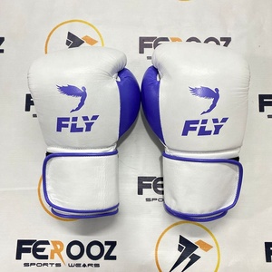 Guantes de Boxeo de Piel Genuina Morados y Blancos para Entrenamiento de Sparring, Personalizados OEM, Cierre de Correa Profesional para Muay Thai y MMA - Product Image 6