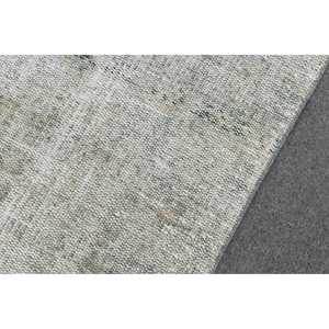 Tapis turc 2,7x6,2 pieds, gris et blanc, bordé de laine, tapis vintage - Product Image 5