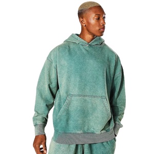 Sudadera con capucha de algodón grueso de alta calidad para hombre, personalizada con efecto desgastado por el sol, lavado ácido, estilo vintage y desgarrado. - Product Image 4