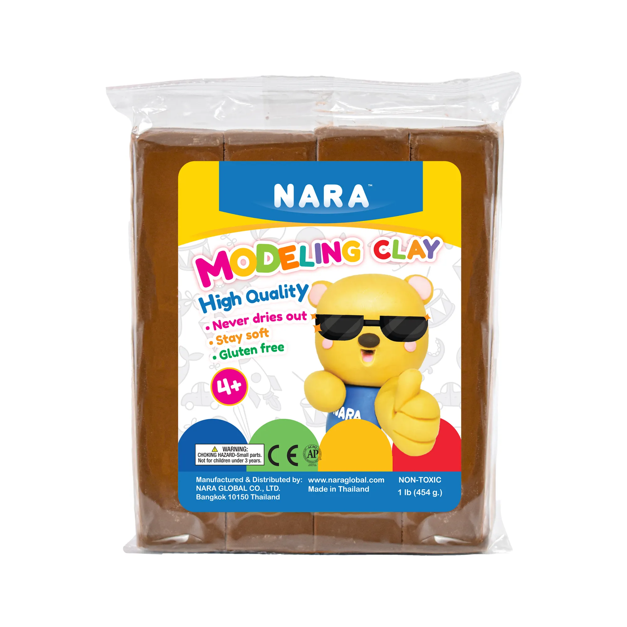 NARA Back to School Kindermodell Ton 1 Farbe, 4 Latten-Solides braunes Set 1 Pfund weiche Kunststoffpartikel sichere nicht-toxische Lernzeuge DIY