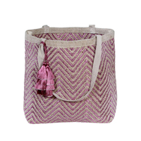 Nouveaux sacs de plage de luxe en coton tissé à la main de qualité supérieure avec doublure en tissu, deux poignées tendance, prix de gros