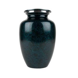 Urna de recuerdo azul real Diseño moderno grabado floral para el hogar y los funerales Urna de cenizas conmemorativa de calidad premium - Product Image 2