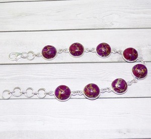 Handmade Fine <b>Silver</b> Tennis <b>Bracelet</b> Purple Turquoise Gemstone Gift <b>Solid</b> 925 Sterling <b>Silver</b> Jewelry Sterling <b>Silver</b> Jewelry - Product Image 2