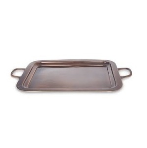 Cuivre rond simple avec poignée plateaux de service en métal pour la décoration et les cadeaux pour l'exportation dans des formes de tailles personnalisées et polonais - Product Image 2