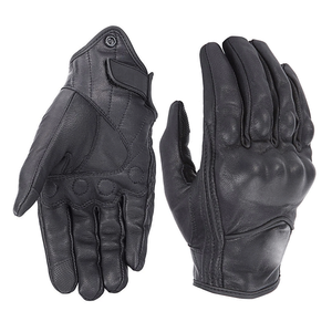 Gants courts en cuir perforé noir pour hommes avec protection des articulations Gants courts unisexes de moto de course automobile - Product Image 4