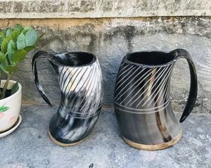 EXCIENT TASSE DE CORNE À BOIRE VIKING-Écologique Fait à la main avec finition polie et base en bois-Verres Viking de haute qualité - Product Image 6