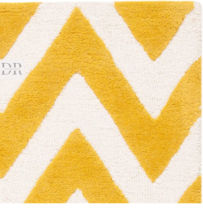 Tapis moderne de luxe de qualité supérieure à poils longs mélange de laine tufté à la main conception en zigzag jaune blanc pour la décoration de la salle de jeux du sol de la maison - Product Image 3