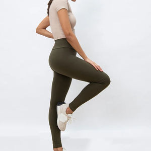 ¡Novedad de 2025! Mallas de Yoga de cintura media sólidas con estampado de logotipo personalizado para mujer de alta calidad - Product Image 6