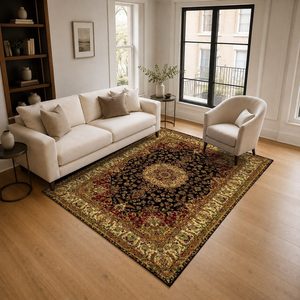 <b>RUGS</b> DEPOT LXDP-0345 Wholesale Red Burgundy Traditional Medallion Digital Printed Machine Washable Chenille Area <b>Rug</b> <b>Non</b> <b>Slip</b> - Product Image 2