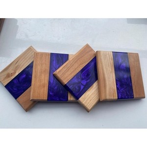 Dessous de verre en résine époxy résine de haute qualité pour la maison et le bureau Dessous de verre en résine époxy en bois d'acacia personnalisé - Product Image 1