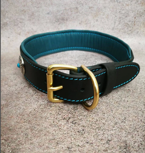 Collier de chien en cuir Conchos pierres turquoise collier de chien en cuir vert de haute qualité pour lévrier et Whippet - Product Image 2