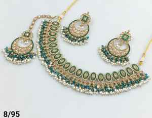 COLLAR GARGANTILLA FANTÁNEO CHAPADO EN ORO A LA MODA ANTIGUA DE FORMA OVALADA CON JUEGO DE PENDIENTES MANGTIKKA CONJUNTO DE JOYERÍA MUJER - Product Image 2