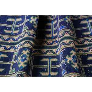 Alfombra Turca Vintage de 1.9x10.5 pies, Alfombra Sólida Azul Verde - Product Image 5