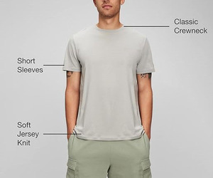 เสื้อยืดคอกว้างแขนสั้นผู้ชาย ผ้าฝ้ายเจอร์ซีย์ 100% สีพื้นลำลอง พิมพ์ลายด้านหน้า ทรงปกติ - Product Image 6