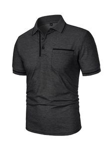 Polos de manga corta para hombre, camiseta informal de Color sólido, camiseta de verano a la moda, transpirable, suelta, básica, con bolsillos, camisas para hombre - Product Image 6