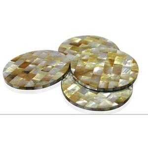 Sous-verre de luxe en nacre polie avec motif en relief, logo personnalisé, style européen durable pour la décoration intérieure - Product Image 1