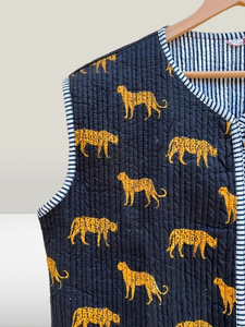 เสื้อโค้ทผ้าฝ้ายทำมือสำหรับผู้หญิงแจ็กเก็ตสั้นสไตล์อินเดียใหม่เสื้อผ้าฤดูหนาวลายเสือเสื้อผ้าลำลองผ้าทอสไตล์สตรีท - Product Image 5