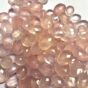 Alta calidad, 138 Uds., piedras preciosas sueltas de cuarzo rosa Natural, 14x10mm x 18 a 22mm, Briolette ovalado, 1270cts, lote de joyería, ventas de hierro rosa - Product Image 2