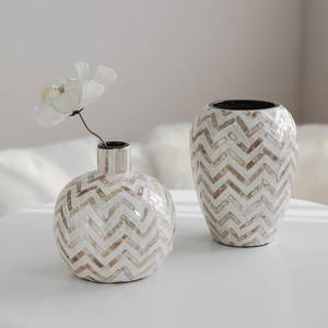 แจกันมุกสีเบจและสีขาวตกแต่งบ้านบ้านระเบียงบ้านแจกันปลูกต้นไม้ไฮโดรโปนิกส์จากงานหัตถกรรมทีเอนฟอง - Product Image 6