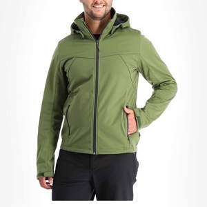 Pas cher prix nouveau design vente en gros directe d'usine nouveau style veste Softshell en toile coupe-vent à capuche pour hommes avec logo à l'avant - Product Image 2