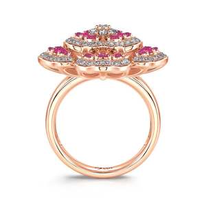 Anillo Jeulia Flowery Beauty en plata de ley con tono oro rosa y circonita - Product Image 3